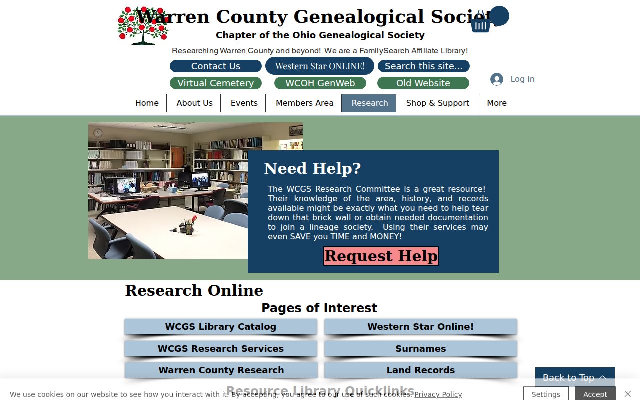 Warren County city directory research route on the WCGS online resources page