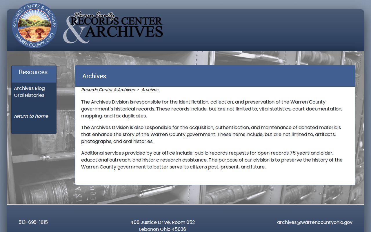 Warren County residents directory Records Center archives