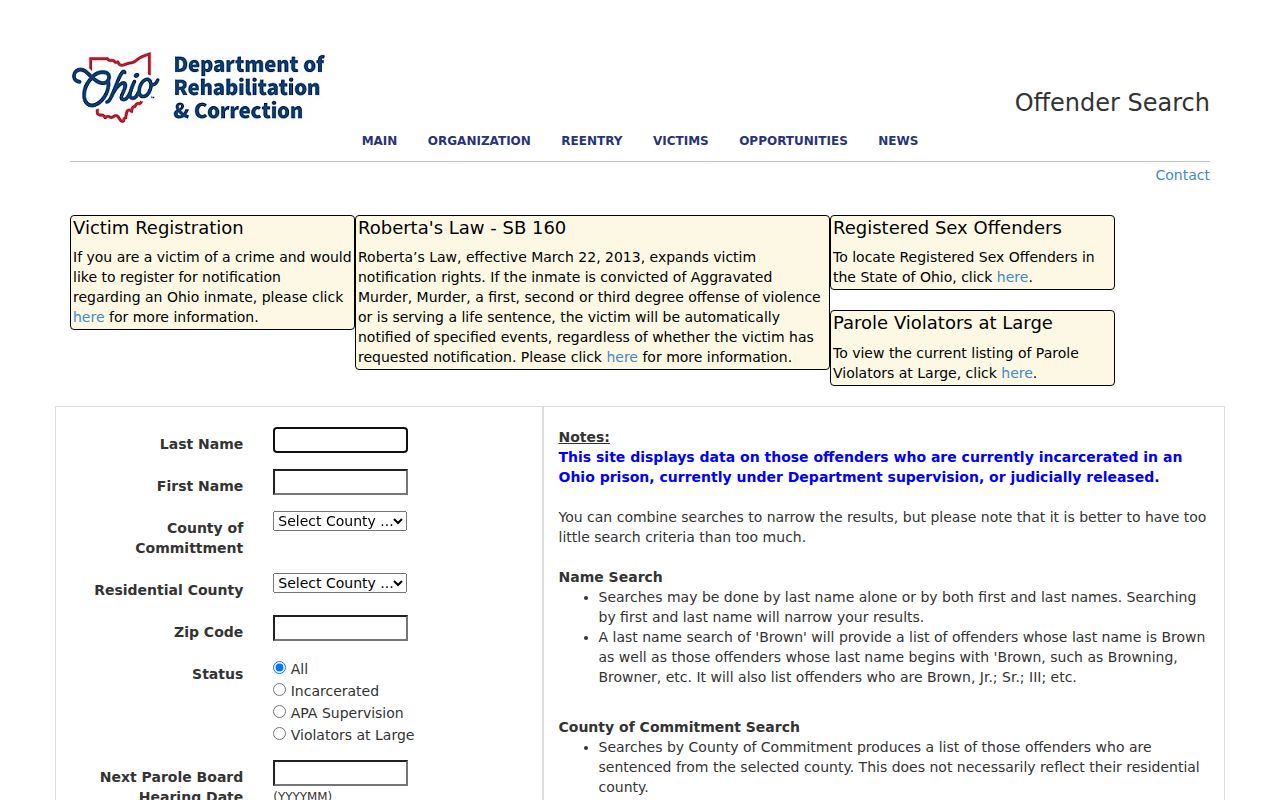 Warren County residents directory Ohio offender search