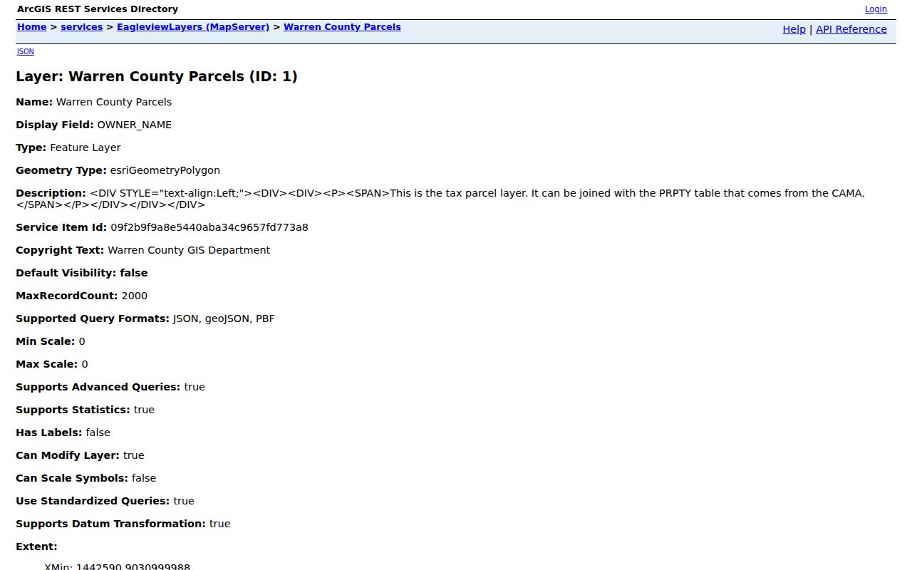 Warren County neighbors parcel GIS layer for block context