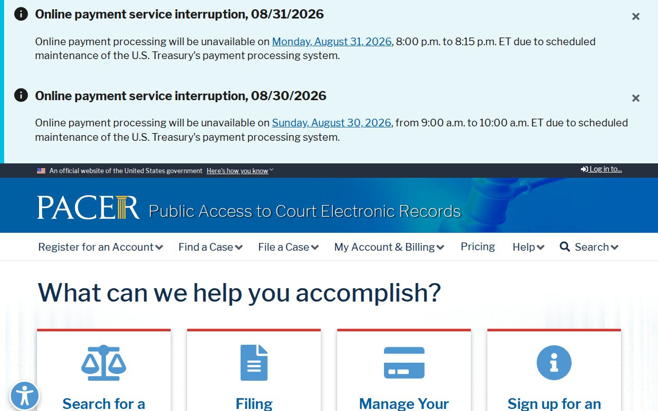 Warren County resident lookup reference to the PACER federal court system