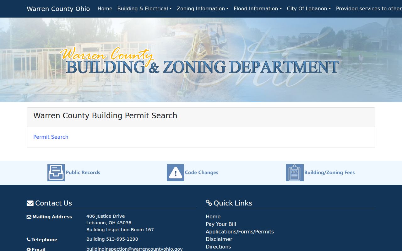 Warren County street directory building permit search