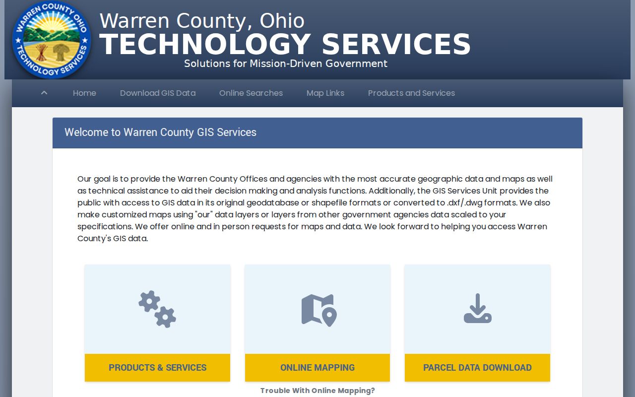 Warren County street directory County GIS services