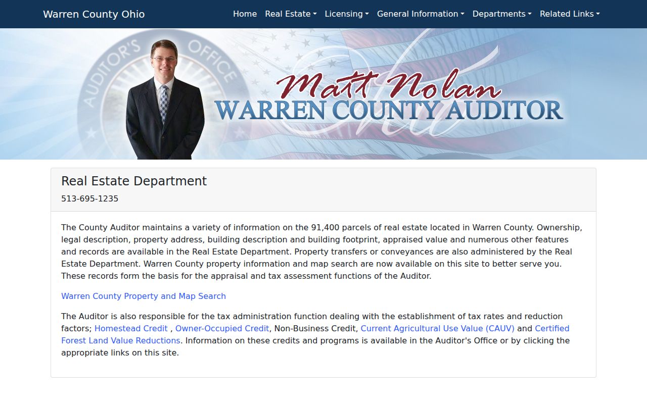 Warren County ZIP code Auditor property record source