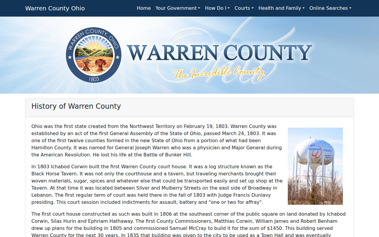 Warren County ZIP code postal history and geographic context source